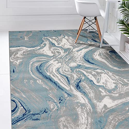 LUXE WEAVERS Victoria Collection Modern Area Rug 9183 Blue 8x10