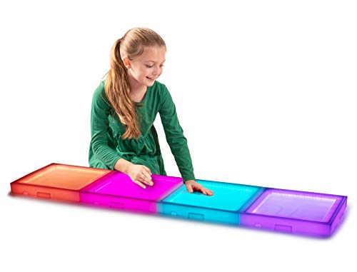 Playlearn Rechargeable Sensory Interactive LED Light Up Floor Tile - Touch Sensitive Color Changing- with Remote Control - 1 Tile (Rechargeable Large Square)