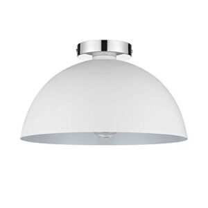 novogratz x globe brady 1-light semi-flush mount ceiling light, matte white, chrome details,61091