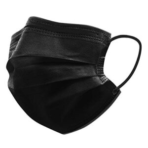 YLY 60pcs Individually Wrapped Masks Packaged Black Disposable Face Mask 3 Layers Safety Masks With Elastic Ear Loop Comfortable for Blocking Dust Air Pollution Protection,Pack of 60