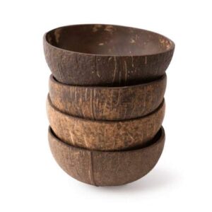 karmic seed green roots organic coconut bowls-hand made from coconut shells and polished with organic coconut oil (4 bowls)