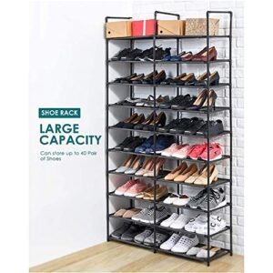 WINCANG 10-Tiers Shoe Rack- Durable and Sturdy Fabric Stackable Shoe Shelf Storage Organizer for Bedroom/ Entryway/Hallway/Closet-Space Saving Storage and Organization 20-40 pairs of shoes