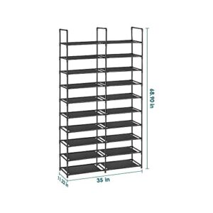 WINCANG 10-Tiers Shoe Rack- Durable and Sturdy Fabric Stackable Shoe Shelf Storage Organizer for Bedroom/ Entryway/Hallway/Closet-Space Saving Storage and Organization 20-40 pairs of shoes