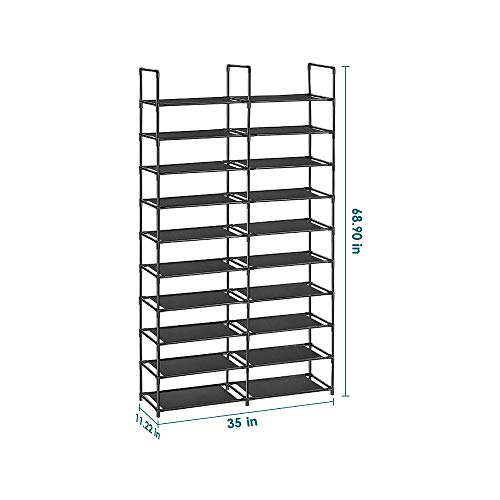 WINCANG 10-Tiers Shoe Rack- Durable and Sturdy Fabric Stackable Shoe Shelf Storage Organizer for Bedroom/ Entryway/Hallway/Closet-Space Saving Storage and Organization 20-40 pairs of shoes