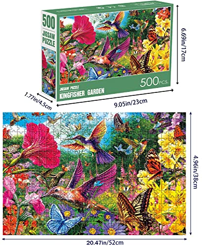 Puzzles for Adults 500 Pieces Kingfisher Garden Puzzle Games for Home Decoration for Friends