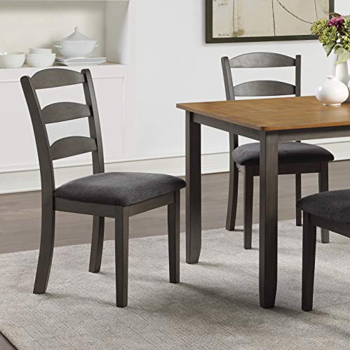 OSP Home Furnishings West Lake Dining Table Set, 5-Piece, Antique Finish Natural Top and Grey Base with Charcoal Fabric