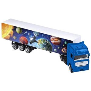 artcreativity space tractor trailer for kids, 7.5 inch truck for boys and girls with space-themed images, cool galaxy and astronaut party decorations, best birthday gift for children