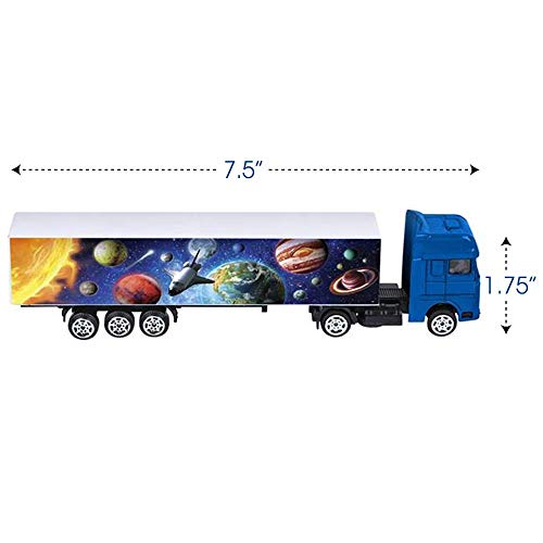 ArtCreativity Space Tractor Trailer for Kids, 7.5 Inch Truck for Boys and Girls with Space-Themed Images, Cool Galaxy and Astronaut Party Decorations, Best Birthday Gift for Children