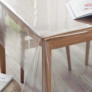 sancua Clear Plastic 100% Waterproof Tablecloth - 54 x 78 Inch - Vinyl PVC Rectangle Table Cloth Protector Oil Spill Proof Wipe Clean Table Cover for Dining Table, Parties & Camping, Crystal Clear