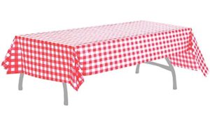brichbrow pcs of 2 red & white premium plastic checkered flag tablecloths picnic table covers, tablecovers party favor (2, red & white)