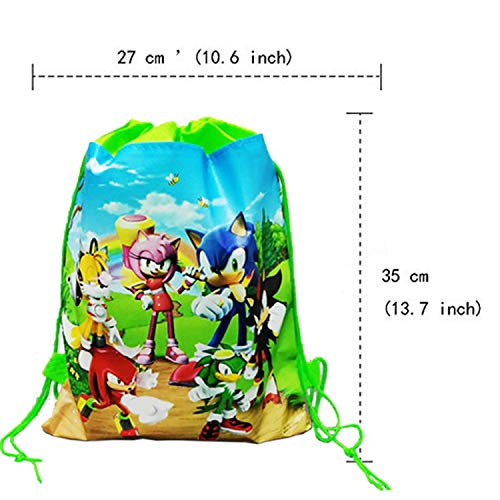 12 Pack Cute Sonic Gift Bags, 14" *11" Sonic Drawstring Bags Storage Backpack Birthday Bags Party Favors for Boys and Girls Birthday Party Supplies