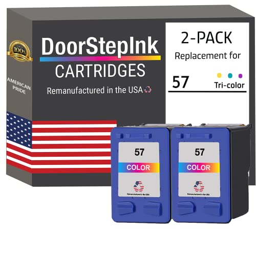 DoorStepInk Remanufactured in The USA Ink Cartridge Replacements for HP 57 2 Color C6657 for HP Deskjet 450 5150 5550 5650 OfficeJet 4110 4215 5505 5510 Photosmart 7150 7260 7350 PSC 1110 1118 1200