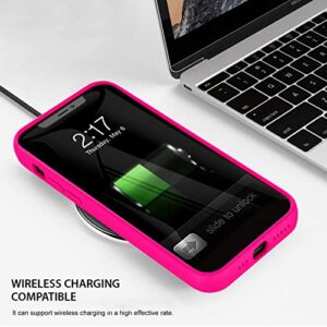 ZUSLAB Nano Silicone Case Compatible with Apple iPhone 12/ iPhone 12 Pro 2020, Liquid Silicone Rubber Shockproof Soft Full Protection Cover - Neon Pink