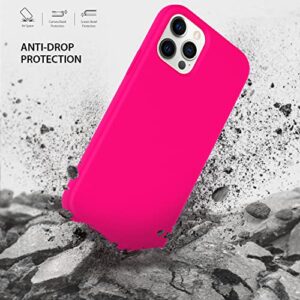 ZUSLAB Nano Silicone Case Compatible with Apple iPhone 12/ iPhone 12 Pro 2020, Liquid Silicone Rubber Shockproof Soft Full Protection Cover - Neon Pink