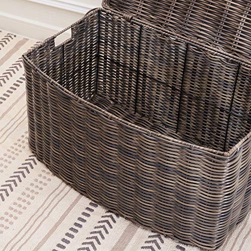 VIFAH Valeria Rectangular Resin Lidded Laundry Hamper with Handles