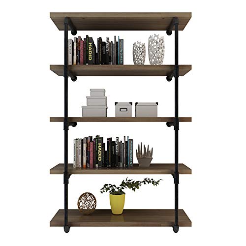 Niubid 3/4 Inches Malleable Cast Iron Pipe 2 PCS 5 Tier. Vintage Industrial Wall Mount Bookshelf Shelving Unit, DIY Open Bookshelf, Shelf Shelves, Home Improvement Kitchen Shelves.