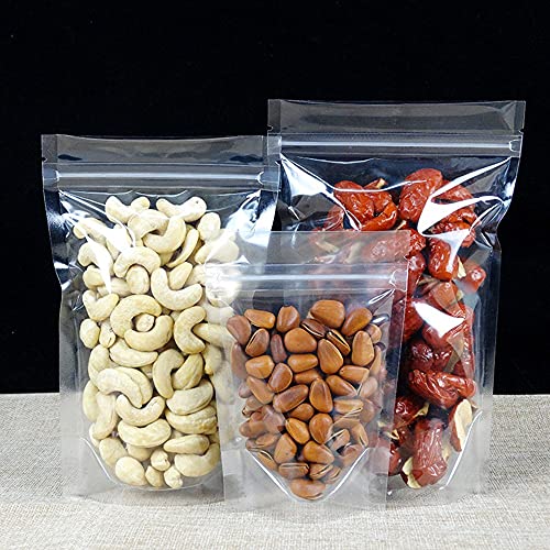 100 Pack (Inside Size 3.15x2.87 inch) Clear Resealable Stand Up Bags Heat Seal Zipper Lock Reusable Storage Pouches for Zip Food Storage Lock Packaging with Tear Notches