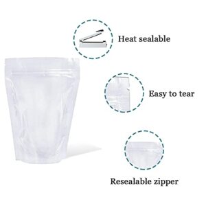 100 Pack (Inside Size 3.15x2.87 inch) Clear Resealable Stand Up Bags Heat Seal Zipper Lock Reusable Storage Pouches for Zip Food Storage Lock Packaging with Tear Notches