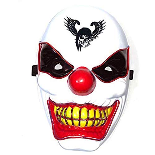 Halloween Led Light Up Clown Mask, LED Mask Halloween Scary Mask Clown Cosplay LED Creepy Costume Mask for Halloween Festival Party,Red