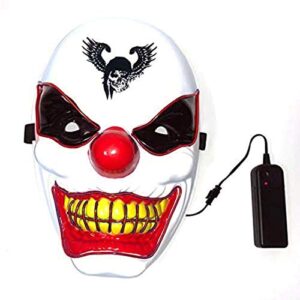 Halloween Led Light Up Clown Mask, LED Mask Halloween Scary Mask Clown Cosplay LED Creepy Costume Mask for Halloween Festival Party,Red
