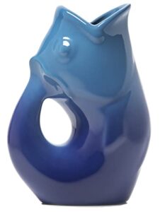 gurgle pot fish pitcher - ombre dark gradient blue