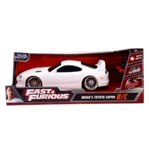 Fast & Furious 1:16 Brian's Toyota Supra RC Remote Control Car 2.4GHz White, Toys for Kids and Adults