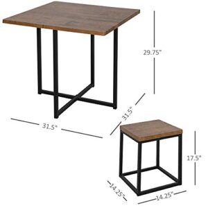 HOMCOM 5 Piece Dining Table Set for 4, Kitchen Table and Chairs for Breakfast Nook, Small Space, Apartment, Space Saving, Walnut Wood Color