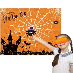 Halloween Party Games Pin The Spider on The Web Game Reusable Pin Game Spider Web Halloween Party Favor Supplies for Kids Girls Boys