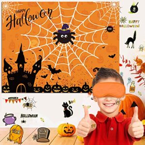 Halloween Party Games Pin The Spider on The Web Game Reusable Pin Game Spider Web Halloween Party Favor Supplies for Kids Girls Boys