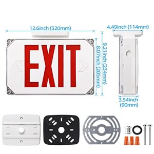 LEONLITE LED Exit Sign, Wet Location Exit Sign with Battery Backup, UL Listed, Outdoor Hardwired Exit Light with Double Sided, AC 120/277V, Weatherproof Emergency Exit Sign, Red