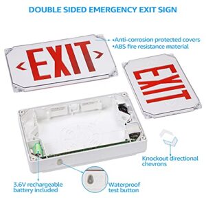 LEONLITE LED Exit Sign, Wet Location Exit Sign with Battery Backup, UL Listed, Outdoor Hardwired Exit Light with Double Sided, AC 120/277V, Weatherproof Emergency Exit Sign, Red