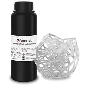 voxelab 3d printer resin, rapid resin lcd uv-curing resin 405nm standard photopolymer resin for lcd 3d printing, high precision & quick curing & excellent fluidity - 500g (transparent)