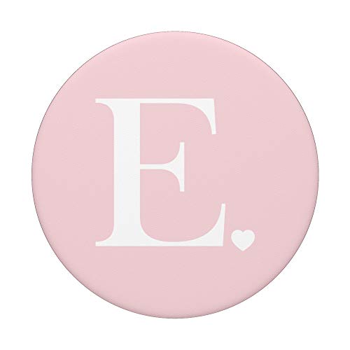 Light Pink White Monogram Letter E Initial Heart Design PopSockets Swappable PopGrip