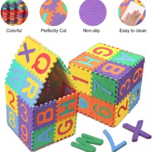 Kangler Kids Foam Puzzle Play Mat (36-Piece Set) 5.9inch x 5.9inch Interlocking EVA Floor Tiles with Alphabet and Numbers