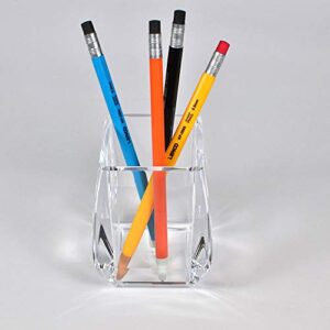 COM. TOP - Acrylic Pen Holder, Clear Desk Pen Cup, Office Supplies, Stationery Organizer, Makeup Brush Holder