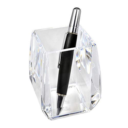 COM. TOP - Acrylic Pen Holder, Clear Desk Pen Cup, Office Supplies, Stationery Organizer, Makeup Brush Holder