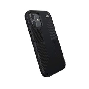 speck products presidio2 grip iphone 12 mini case, heavy duty protection black/black/white