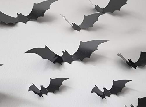 Halloween Bats Wall Decals 77pcs Bat Wall Stickers Halloween 3D Bats for Wall Decoration 4 Size