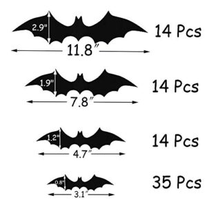 Halloween Bats Wall Decals 77pcs Bat Wall Stickers Halloween 3D Bats for Wall Decoration 4 Size