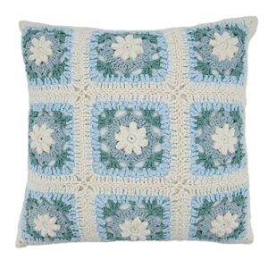 saro lifestyle crochetage collection down filled crochet throw pillow, 16", light blue