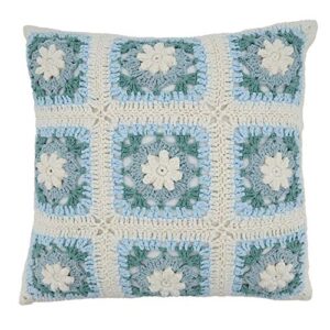 SARO LIFESTYLE Crochetage Collection Down Filled Crochet Throw Pillow, 16", Light Blue