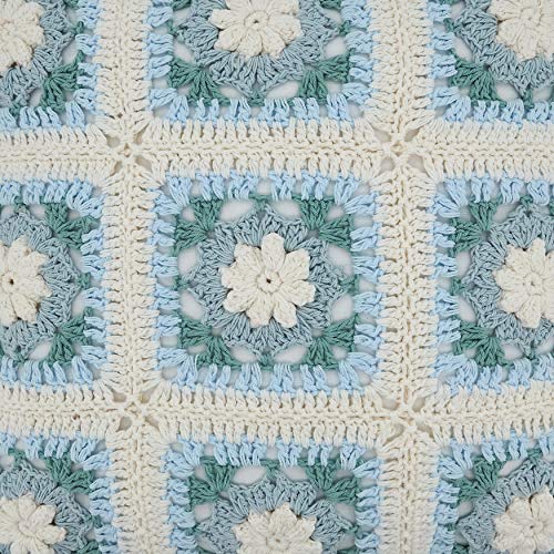 SARO LIFESTYLE Crochetage Collection Down Filled Crochet Throw Pillow, 16", Light Blue