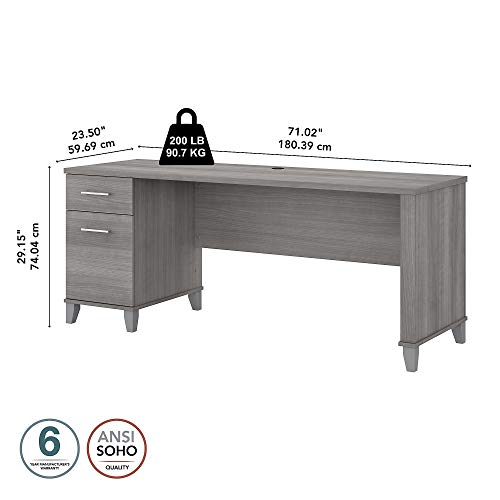 Bush Furniture Somerset 72W Office Desk with Drawers in Platinum Gray