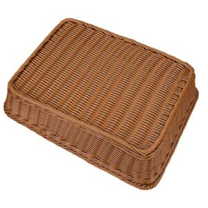 Yarlung 2 Pack Poly Wicker Woven Bread Basket, 16 Inch Rectangular Fruit Baskets Food Serving Holders for Vegetables, Home, Kitchen, Restaurant, Outdoor, Imitation Rattan Brown