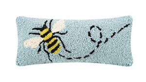 peking handicraft 30tg444c05ob bee blown filled hook pillow, 12 inch length