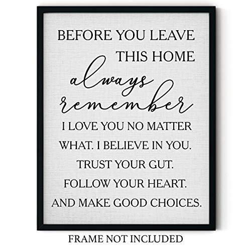 ‘before you leave this home, always remember’ Grey Typographic Wall Art | 11x14 UNFRAMED Black and Grey Love Quote Print | Modern, Minimal Farmhouse Home Decor