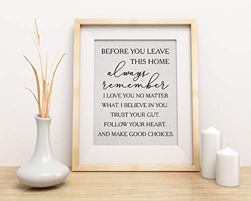 ‘before you leave this home, always remember’ Grey Typographic Wall Art | 11x14 UNFRAMED Black and Grey Love Quote Print | Modern, Minimal Farmhouse Home Decor