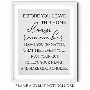 ‘before you leave this home, always remember’ Grey Typographic Wall Art | 11x14 UNFRAMED Black and Grey Love Quote Print | Modern, Minimal Farmhouse Home Decor