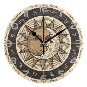 oreayn sun and moon wall clock for home office bedroom living room decor non ticking black and beige