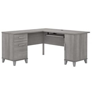 bush furniture somerset 60w l shaped desk with storage in platinum gray